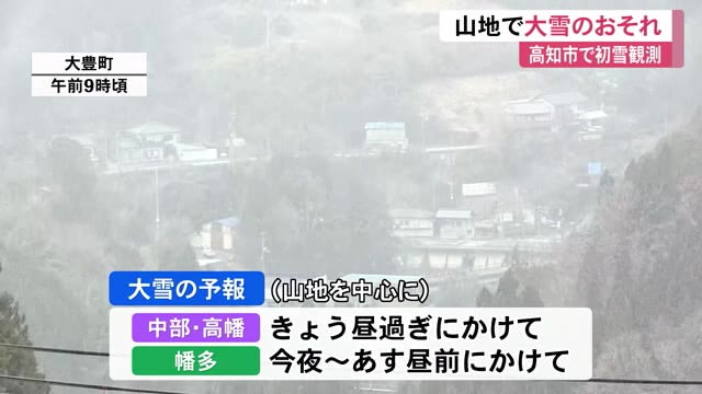 高知市で初雪を観測 山地では大雪のおそれ 高知 プライムこうち 高知さんさんテレビ