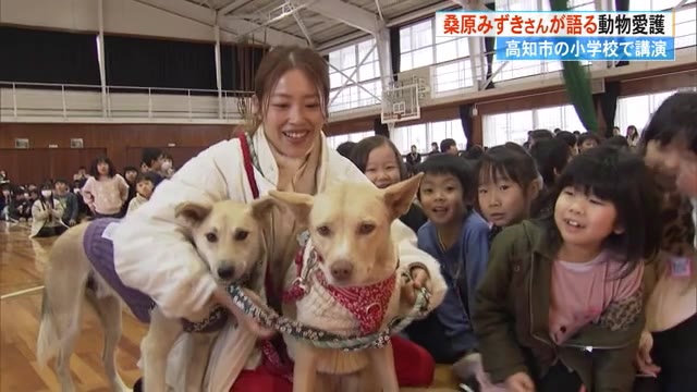 桑原みずきさんが語る《動物愛護》泉野小学校で講演「不妊手術で増やさ